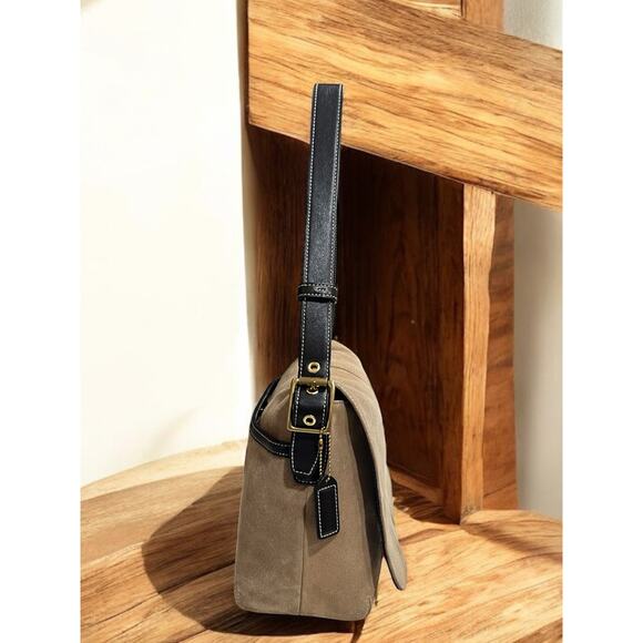 Vintage Coach 9578 Suede Crossbody Flap Bag - Picture 3 of 12